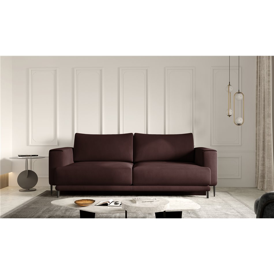 Sofa bed Edalia , Velvetmat 22, brown, H90x260x95