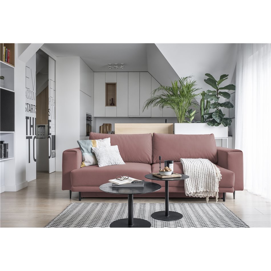 Sofa bed Edalia , Velvetmat 24, pink, H90x260x95