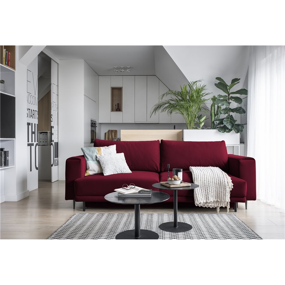 Sofa bed Edalia , Velvetmat 30, red, H90x260x95