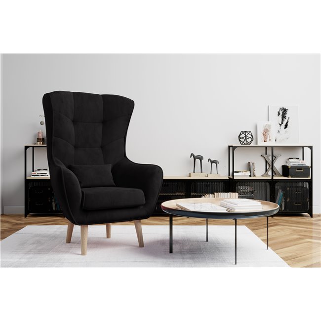 Armchair Elarti , Mat Velvet 99, black, H105x80x91