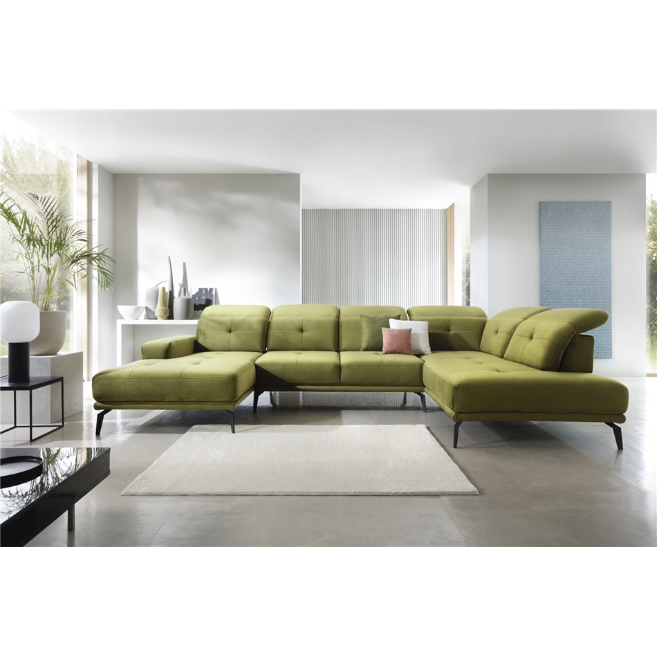 Corner sofa Elretan R, Loco 33, green, H107x350x205