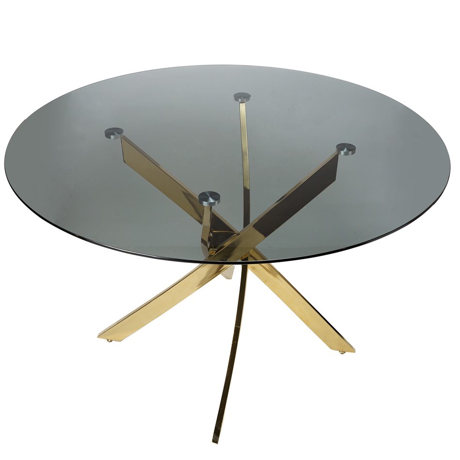 Dining table Talbot, metal/glass, H76cm D120cm