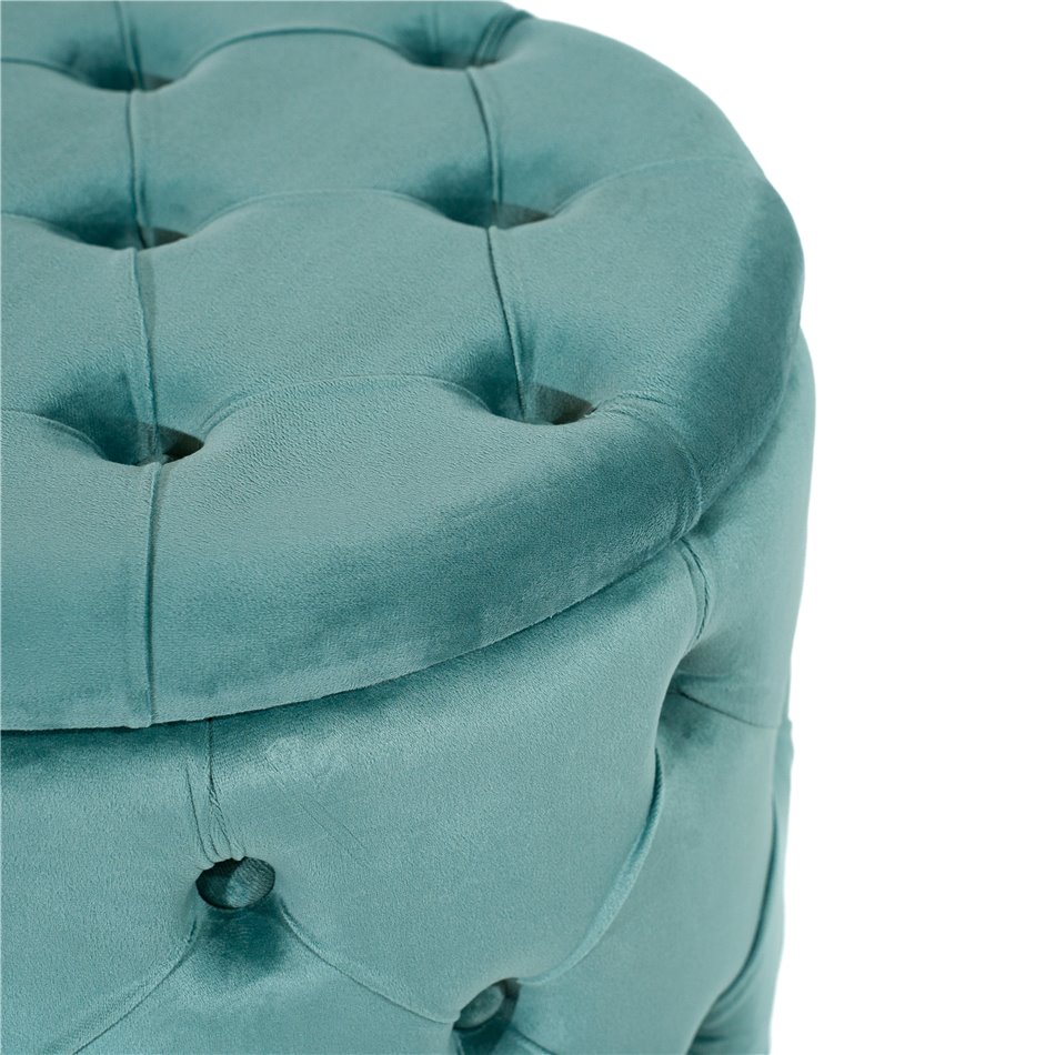 Pouf with storage box Mainburg B, blue, velvet, 43x43x43cm