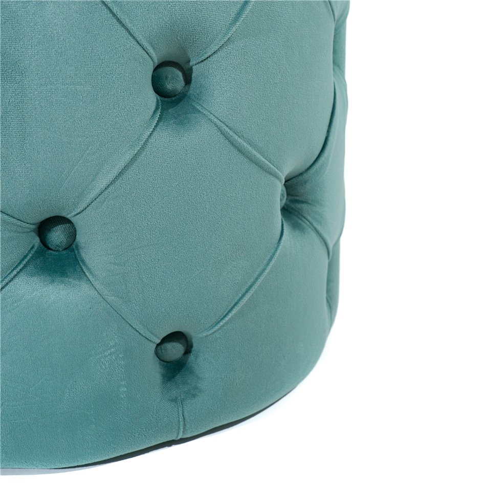 Pouf with storage box Mainburg B, blue, velvet, 43x43x43cm