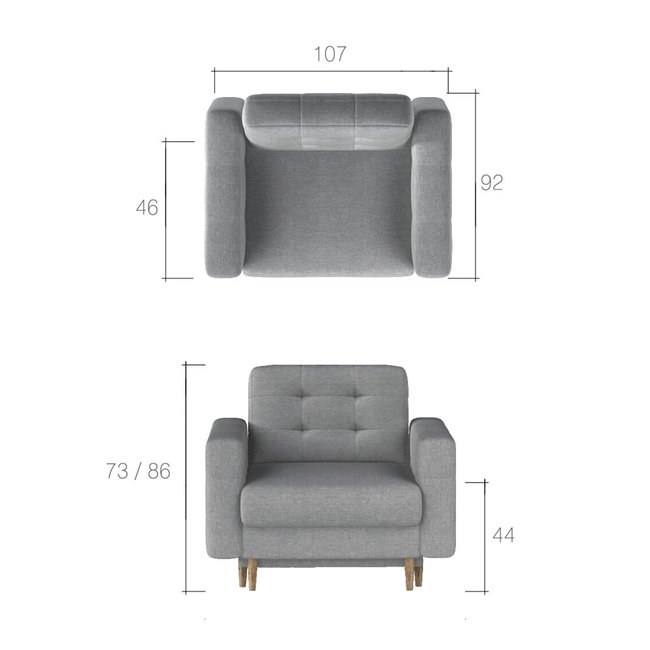 Armchair Elsgard, Sawana 21, gray, H88x105x92cm