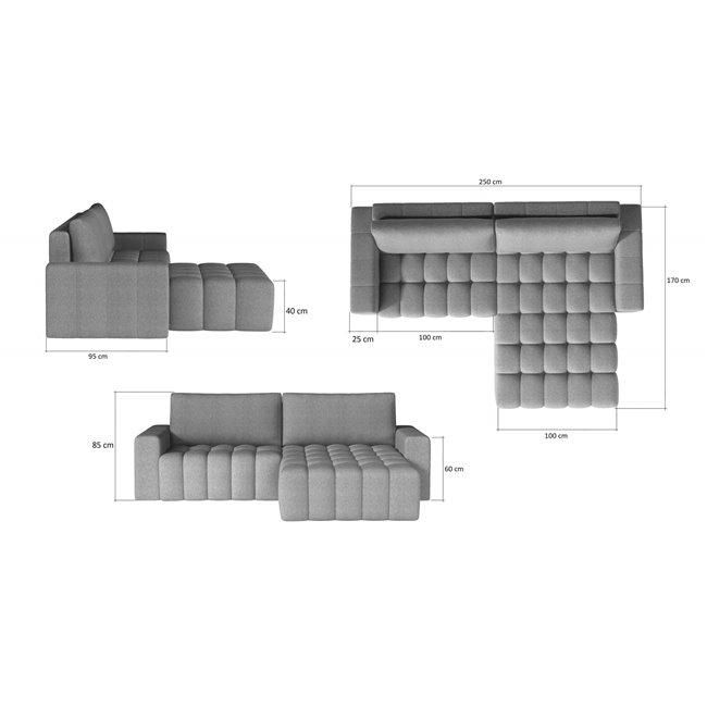 Nurgadiivan Ebonett L, Sawana 14, must, H92x250x175cm