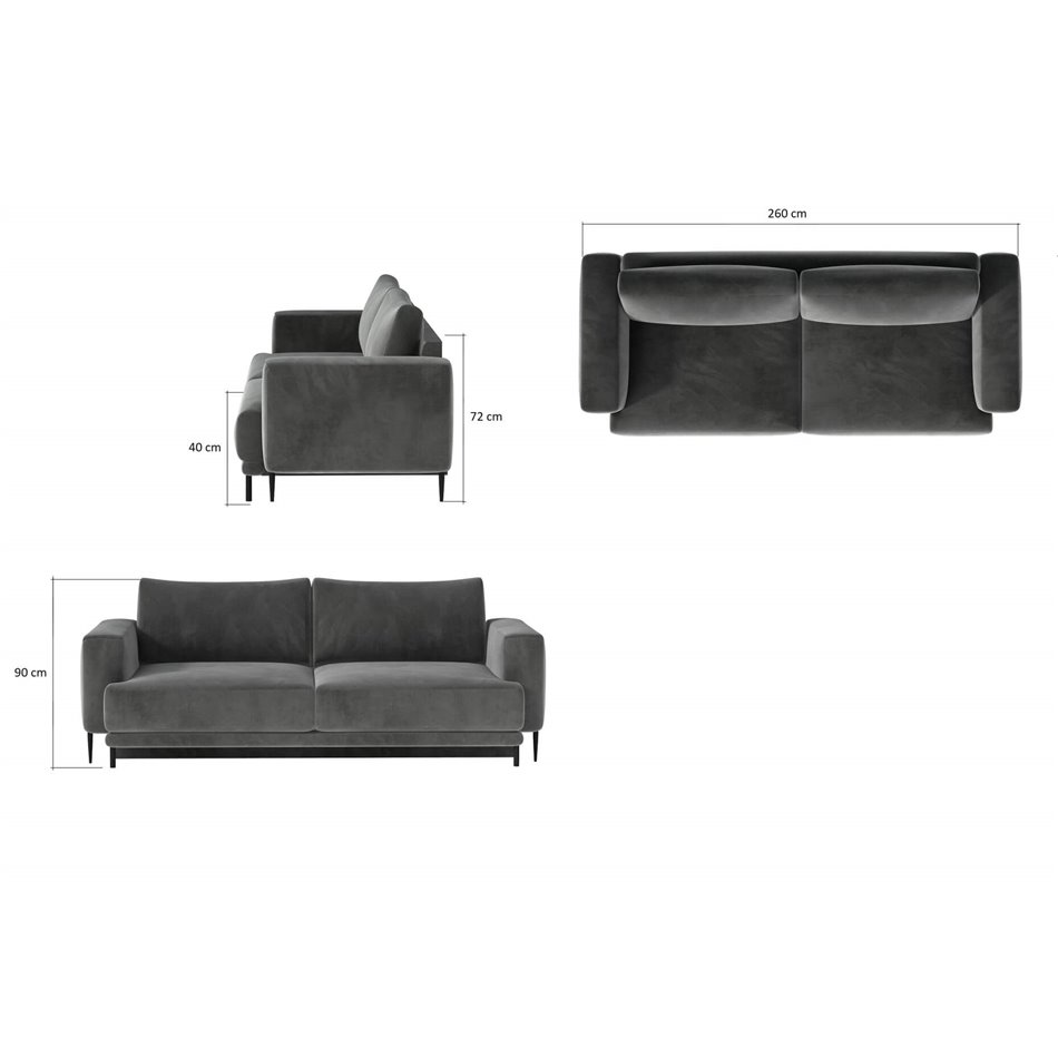 Sofa bed Edalia, Sola 4, gray, H90x260x95cm