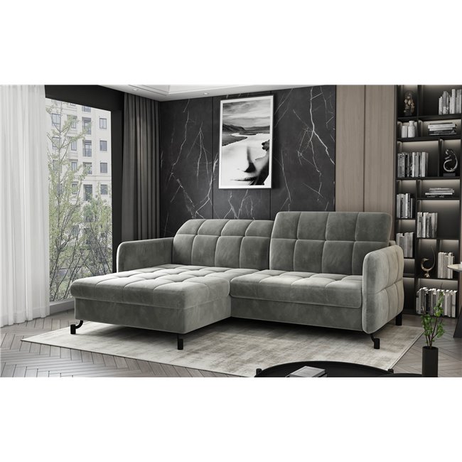 Corner sofa Elorelle L, Mat Velvet 75, green, H105x225x160cm