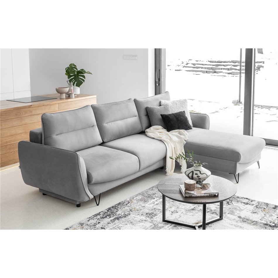 Corner sofa Elsilva L, Savoi 100, gray, H100x276x201cm