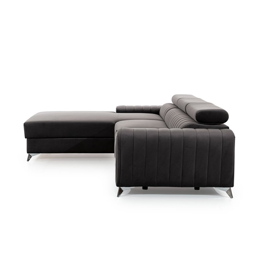 Corner sofa Elgrayson R, Velvetmat 10, black, H98x275x205cm