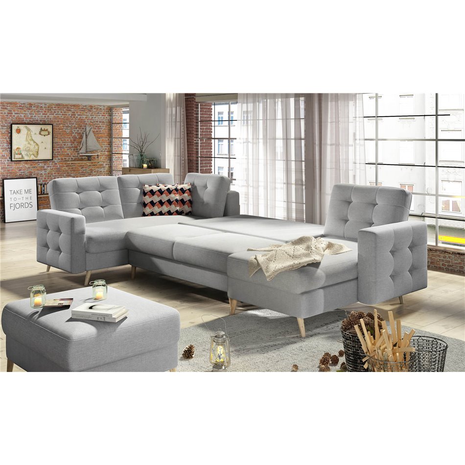 U shape sofa Elsgard U Reversible, Nube 5, gray, H93x326x202cm