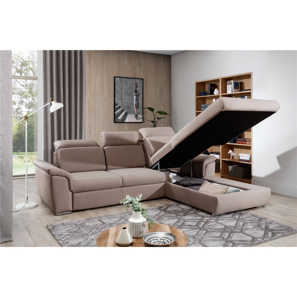 Corner sofa Eltrevisco L, Omega 91, pink, H100x272x216cm