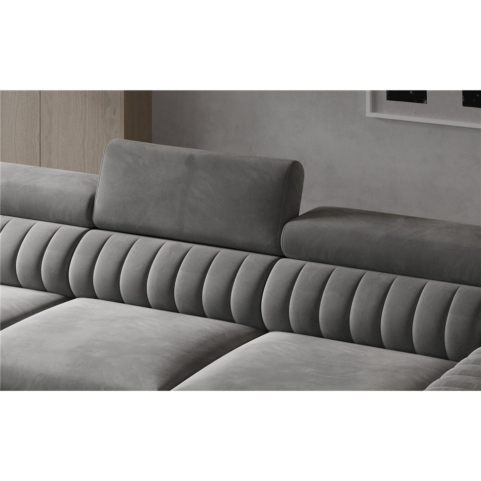 Corner sofa Elgrayson L, Velvetmat 10, black, H98x275x205cm