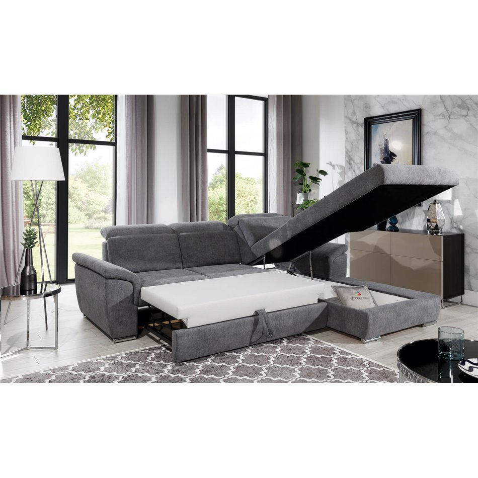 Corner sofa Eltrevisco L, Omega 13, gray, H100x272x216cm