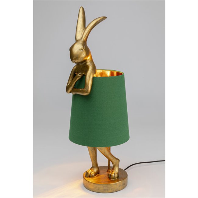 Table lamp Rabbit, golden/green, E14 5W(MAX), 68x23x26cm