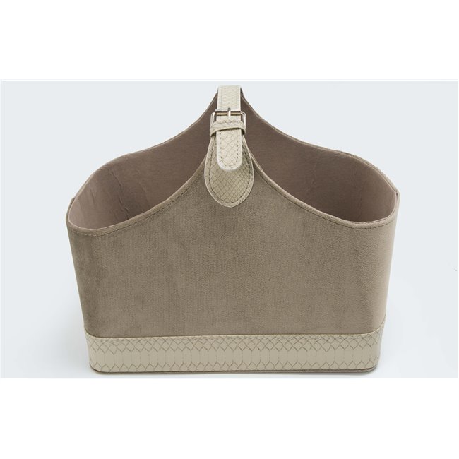 Magazine bag Trianda S, taupe, velvet, 31x20x26cm