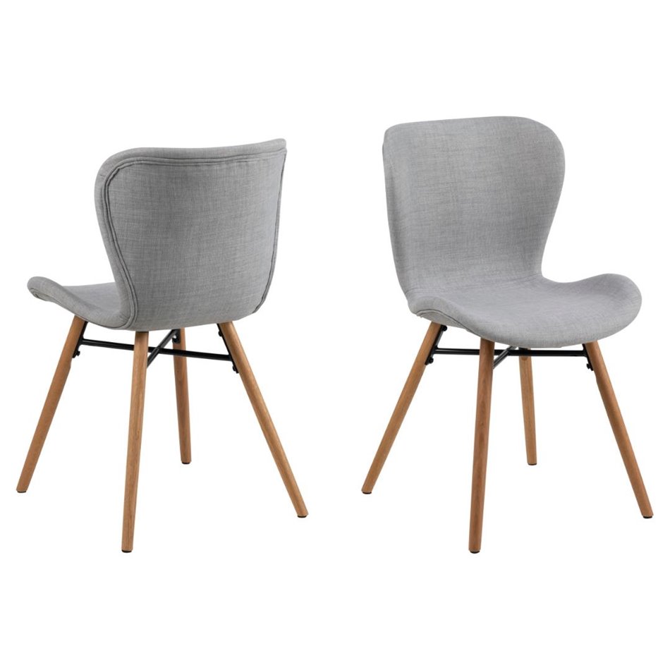 Dining chair Atilde, set of 2 pcs, light grey, H82.5x47x53cm, seat height 46cm