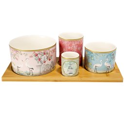 Appetizer set Jardin de Reves, bamboo/porcelain, 29x13cm