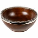 Wooden bowl Oliana with beaded border,D25xH11cm