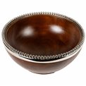 Wooden bowl Oliana with beaded border,D25xH11cm