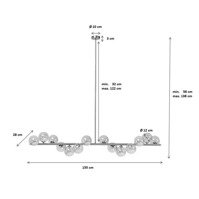 Laelamp Scala Balls, must, 138x155x28cm