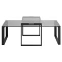 Coffee table set 2 Akatri, black, glass, H45x115x69cm