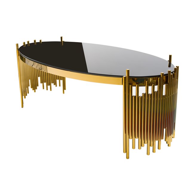 Coffee table Emona, gold colour, 125x65x51cm