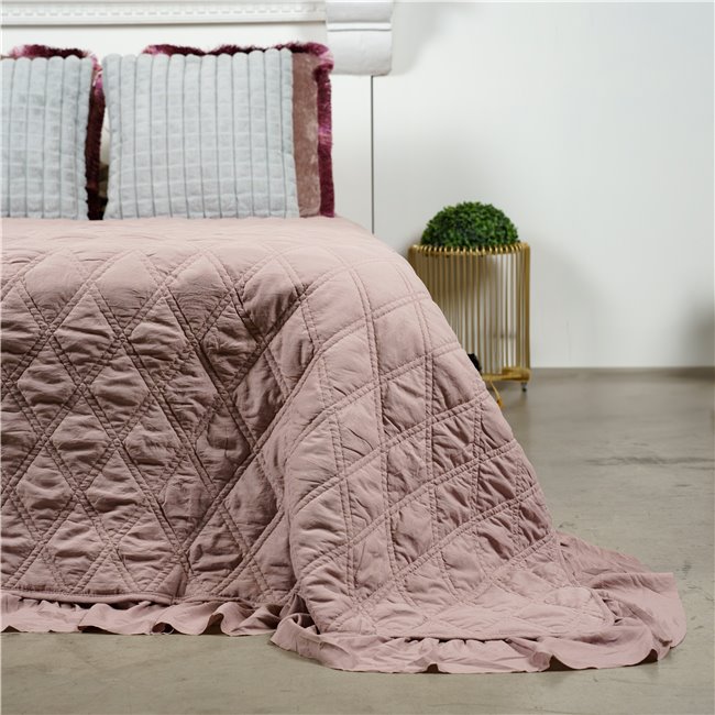 Bed cover Jurate, mauve, velvet, 220x240cm