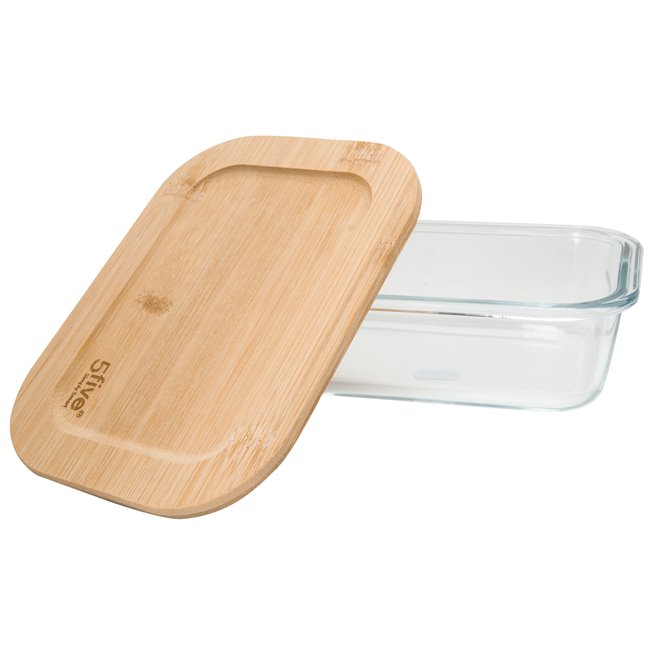 Glass box with bamboo lid, 0.56 l, 6x17.5x13cm