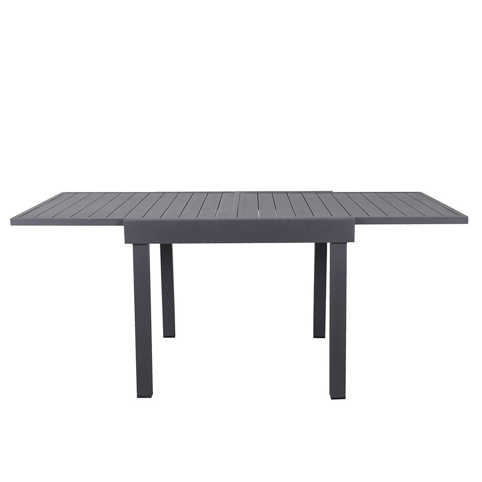 Table Lapiazza, 8-seater extendable, graphite/grey color, aluminium, H75,5x90x90-180cm