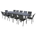 Table Lapiazza, 12-seater extendable, graphite/grey color, aluminium, H75,5x100x200-320cm