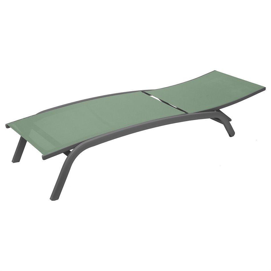 Sun lounger Labonao, olive/graphite color, aluminium/textilene, H84,5x64x171cm