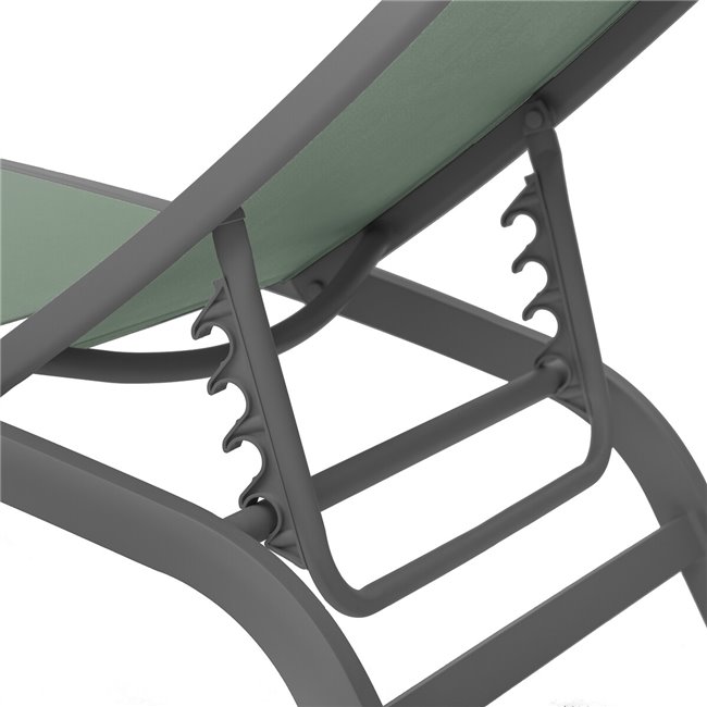 Sun lounger Labonao, olive/graphite color, aluminium/textilene, H84,5x64x171cm