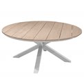 Table Laoriengo 8-seater, beige/white color, round, aluminium/acacia, H75,5, D160xcm