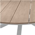 Table Laoriengo 8-seater, beige/white color, round, aluminium/acacia, H75,5, D160xcm