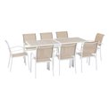 Table Lapiazza, 8-seater extendable, linen/white color, aluminium, H75,5x90x90-180cm