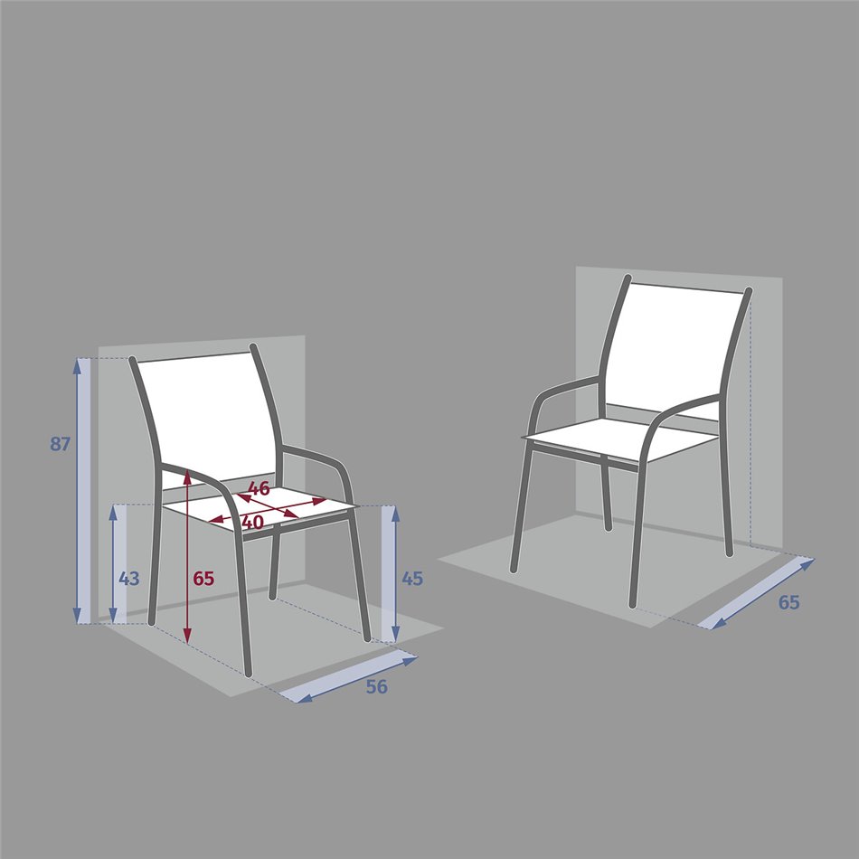 Chair Lapiazza, pebble/grey color, H88x65x56cm