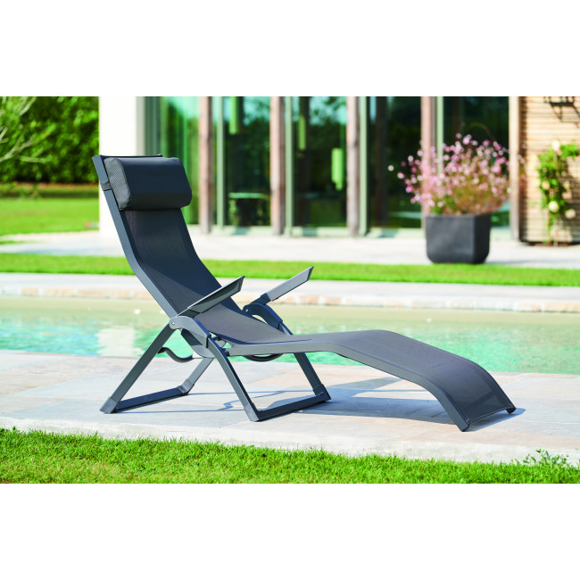 Sun lounger Ladecima, folding, anthracite color, H90x64x142cm