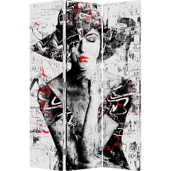 Room divider "Street Art 70s" reversible motif, 120x180cm 