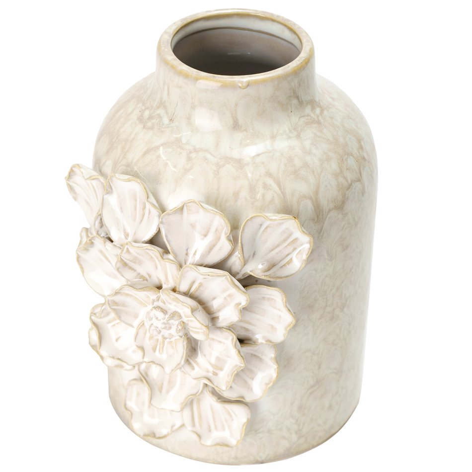 Vaas White Flowers, stoneware, 18.5x14x13cm