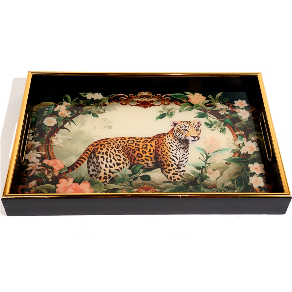 Decorative tray round Fleoro L, H4.5x40.5x26.5cm