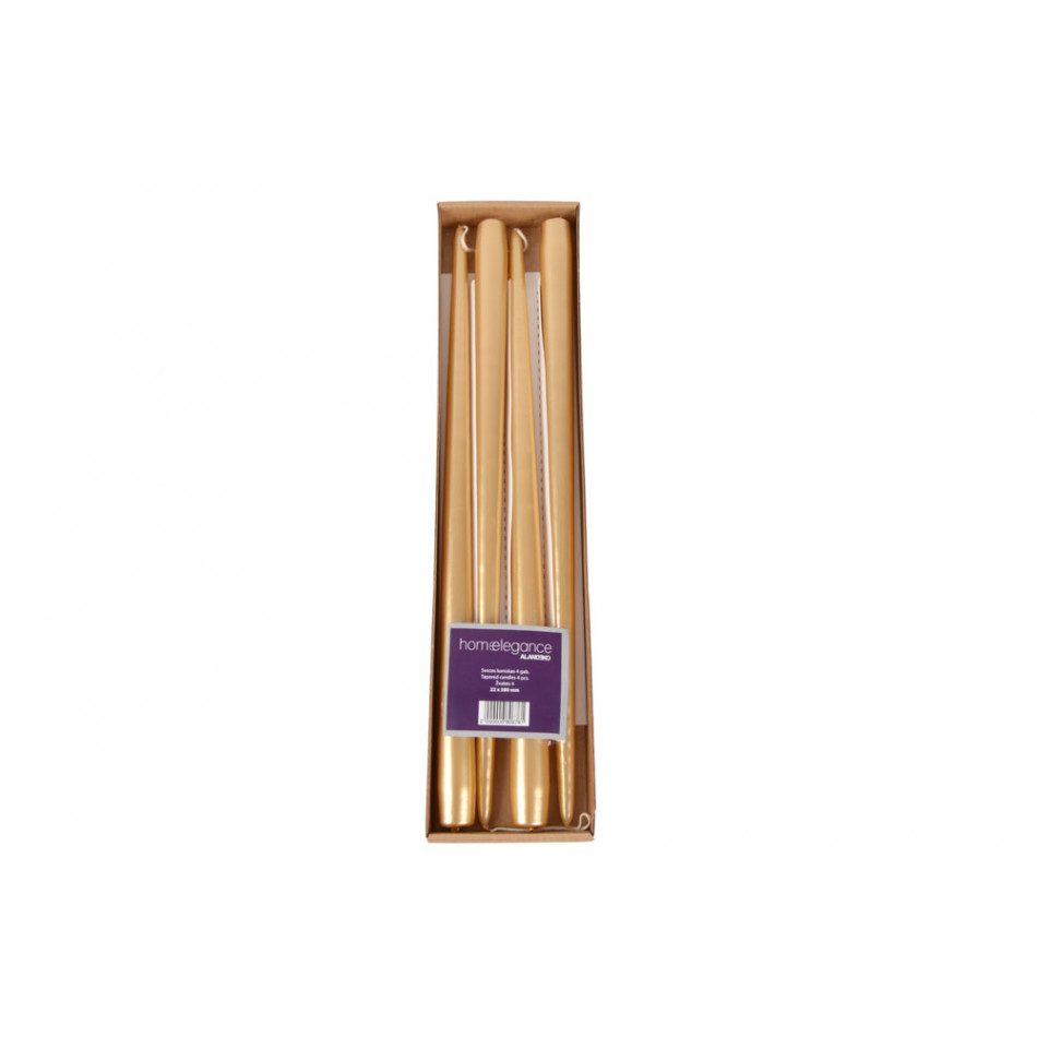 Candle set of 4, golden, 38cm