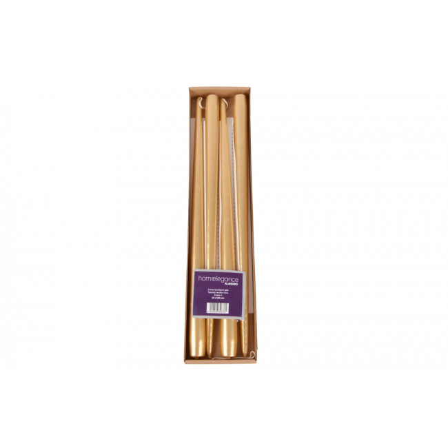 Candle set of 4, golden, 38cm