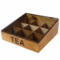 Tea box with 9 spaces, Acacia wood 23.5x23.5xH5.2-9.5cm