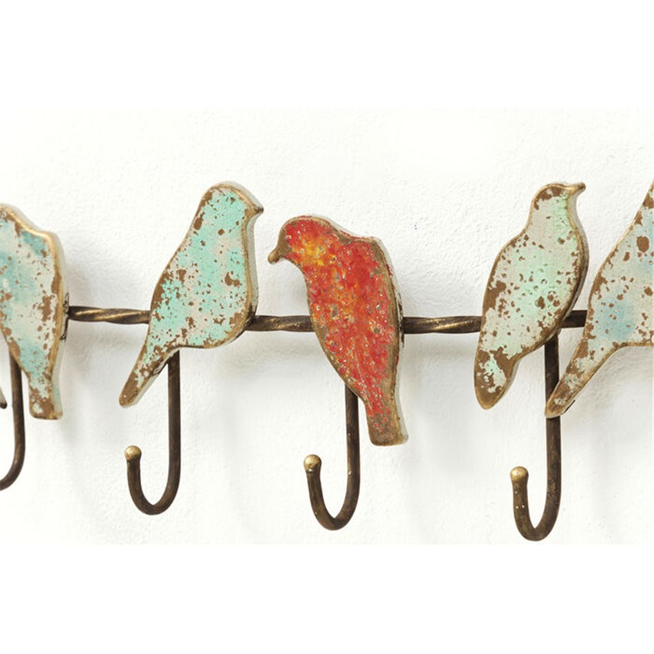 Coat rack with 8 hooks Bird Party, metal, H19x102x6cm 