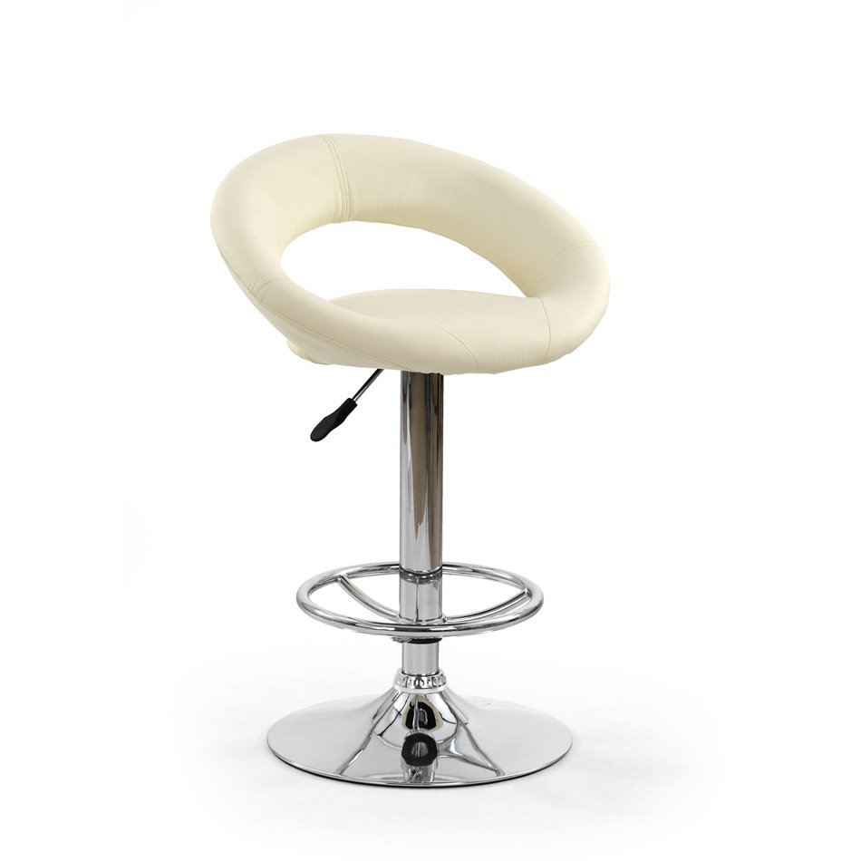 Bar stool Hyvalon, cream, eco leather/steel, H80-102x46x54cm, seat H60-82cm