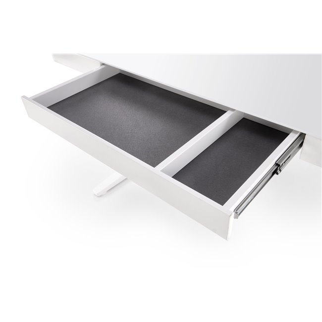 Desk Hendryss, with height adjustment function, white, glass/steel,  H77-120x120x60cm