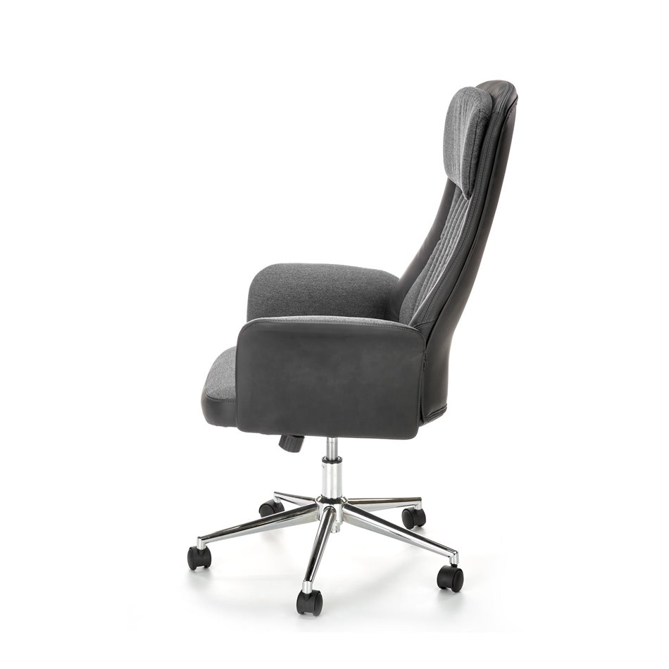 Office chair Hagento, graphite-black, polyester/eco leather, H108-118x65x75cm, seat H43-53cm