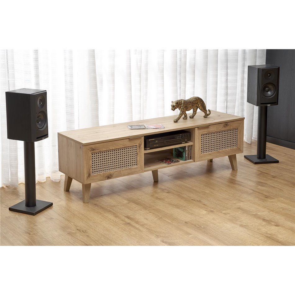 TV table Horeno, oak/black color, MDF, H45x150x40cm