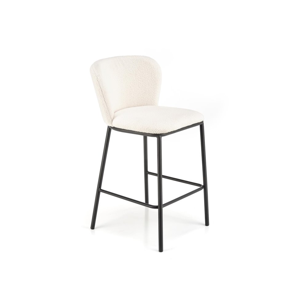 Bar stool Hurnithor, cream color boucle fabric, H92x53x54cm, seat H65cm